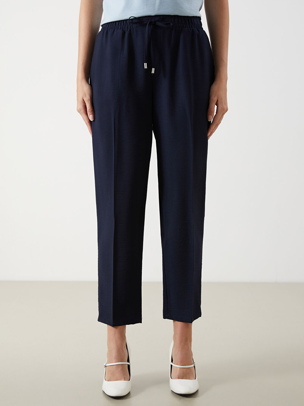 Elastic Waist Carrot Fit Women's Trousers -S55158Z8-CS0