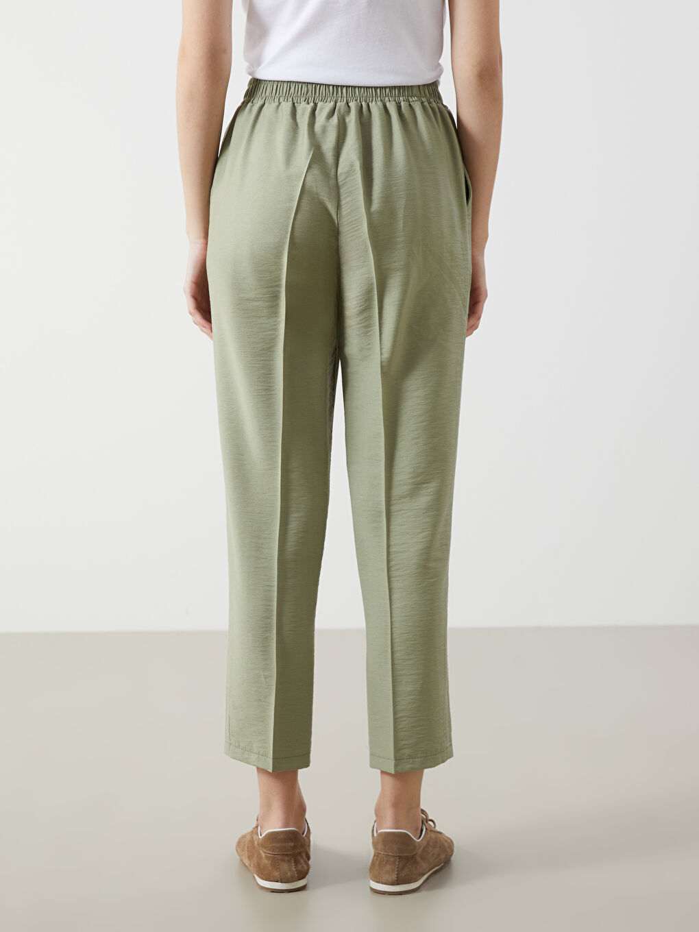 Elastic Waist Carrot Fit Women's Trousers -S55158Z8-GUY