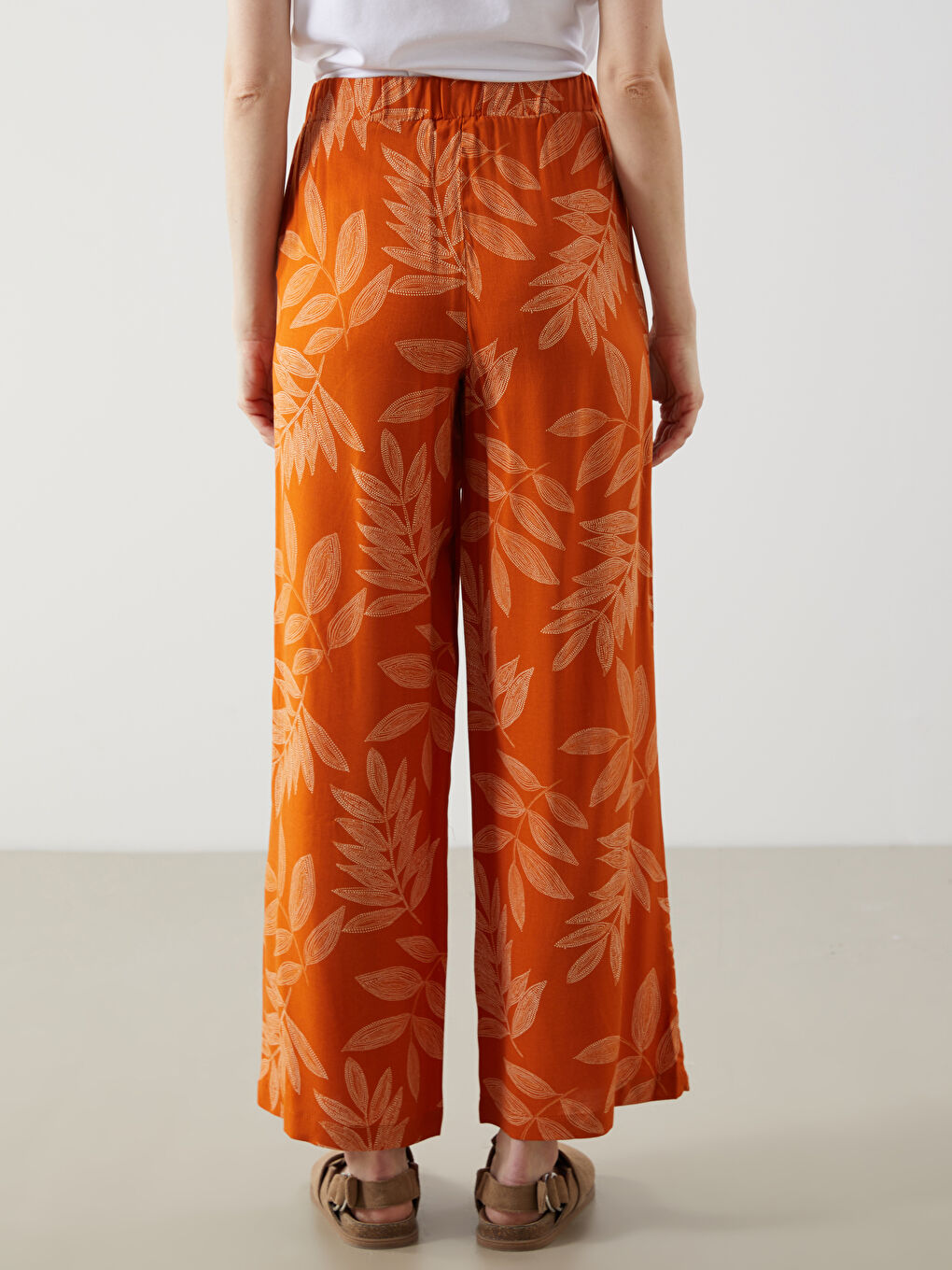 Elasticated Waist Floral Wide Leg Women's Trousers -S55159Z8-LSR
