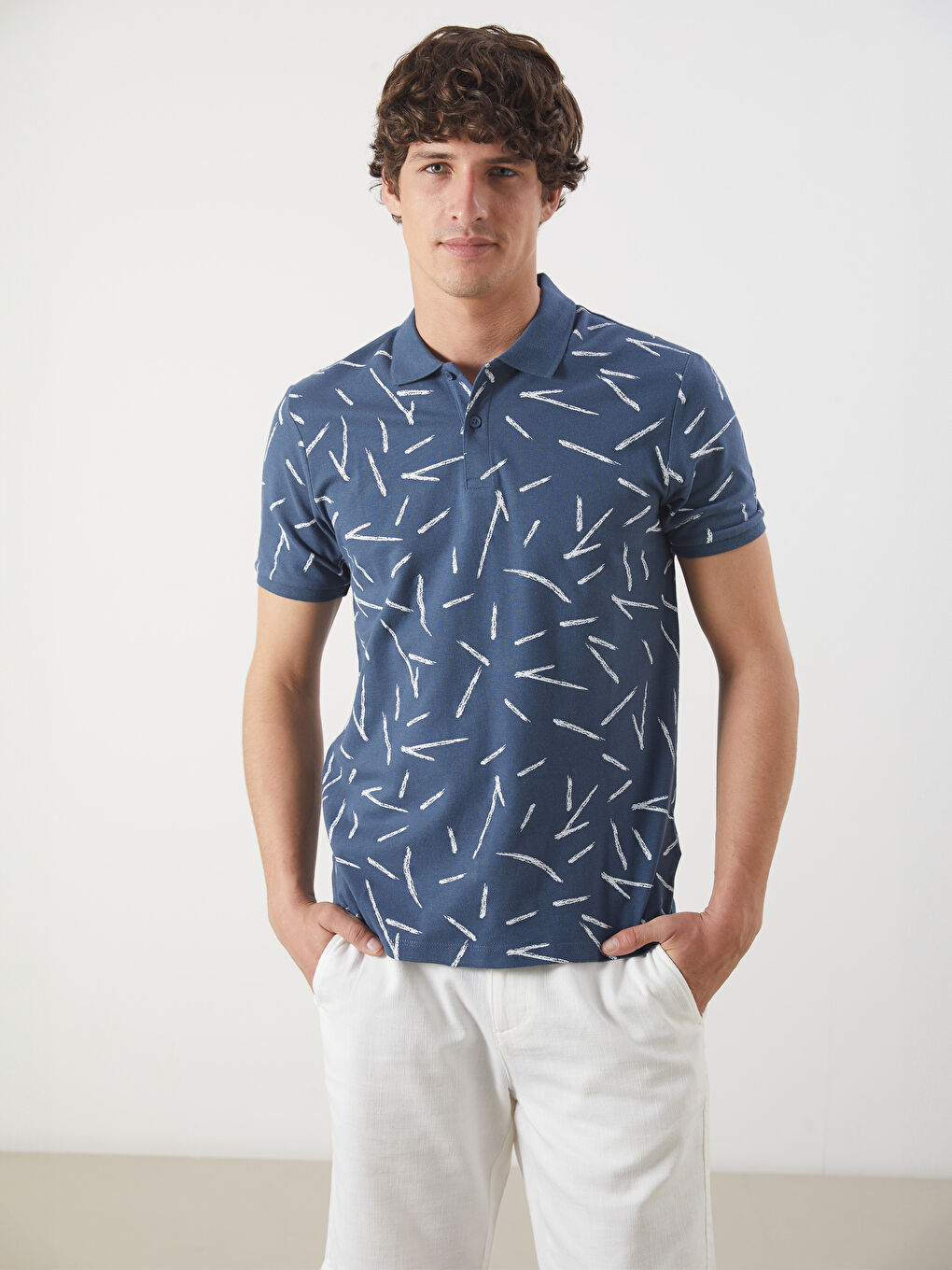 Muška piqué polo majica sa šarom -S55164Z8-J2H