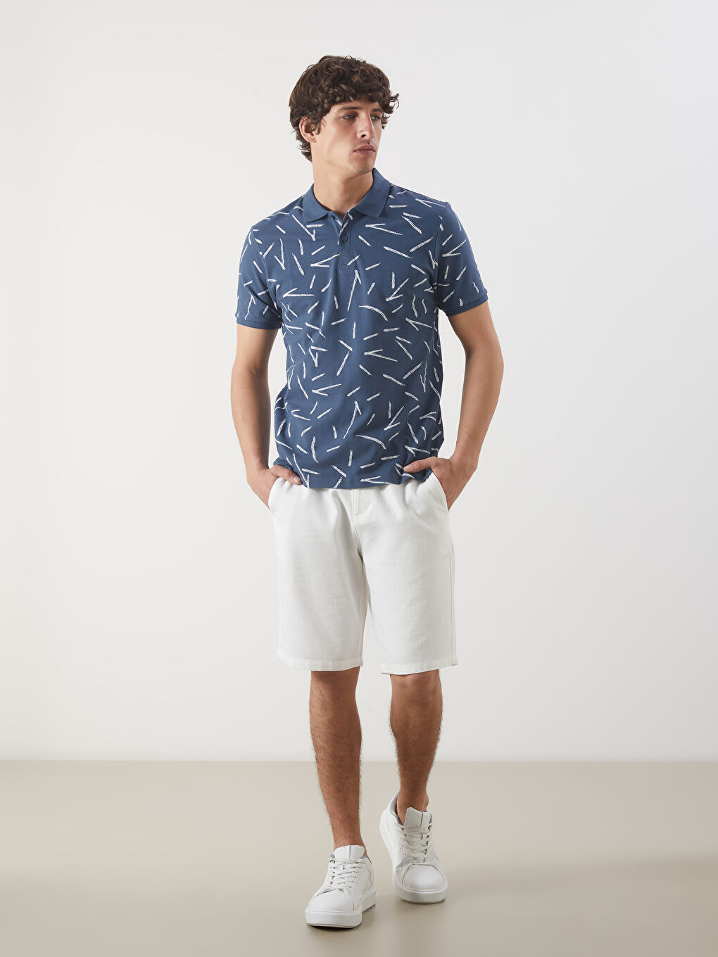 Muška piqué polo majica sa šarom -S55164Z8-J2H