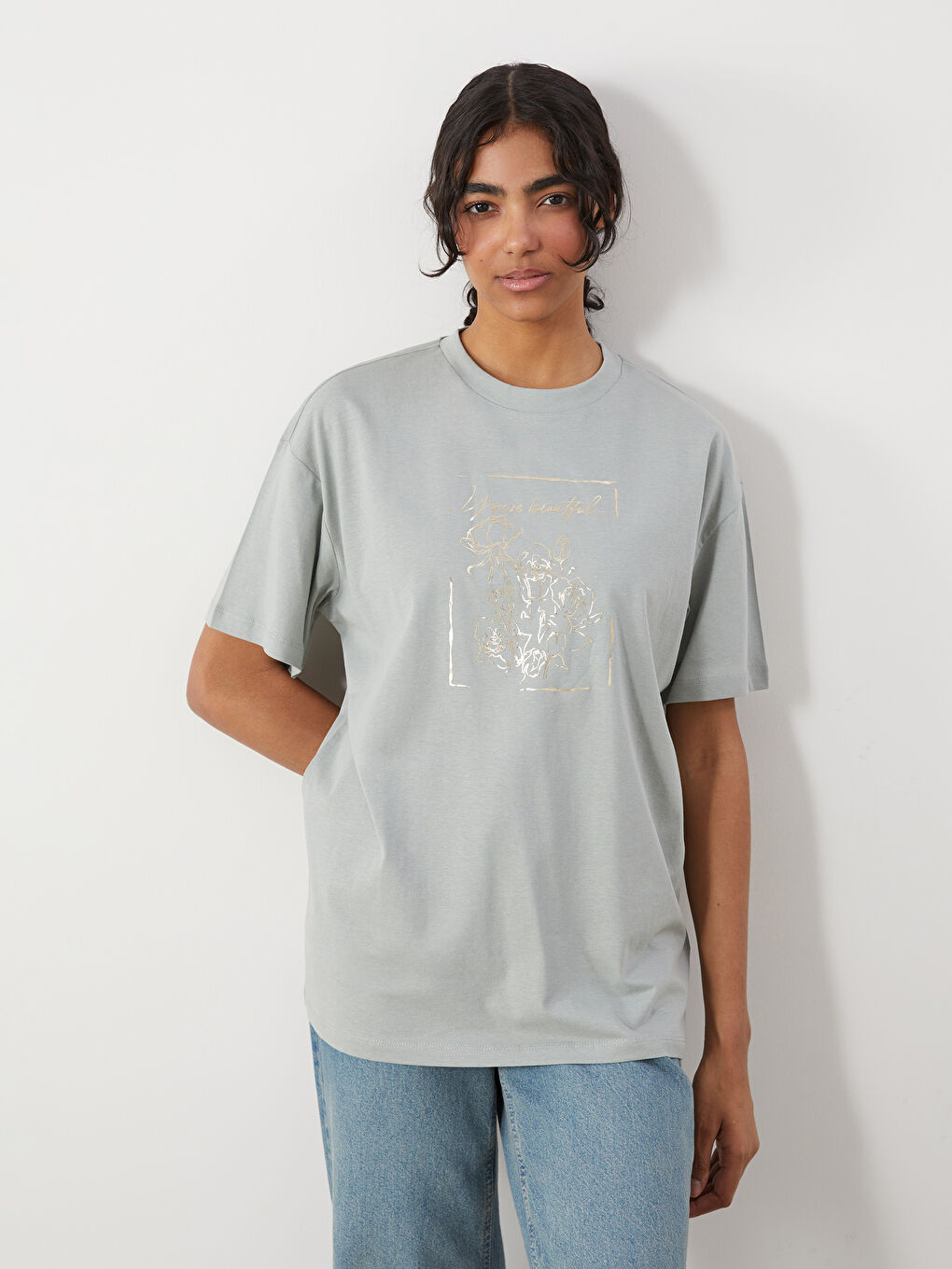 T-shirt Imprimé à Col Rond pour Femmes