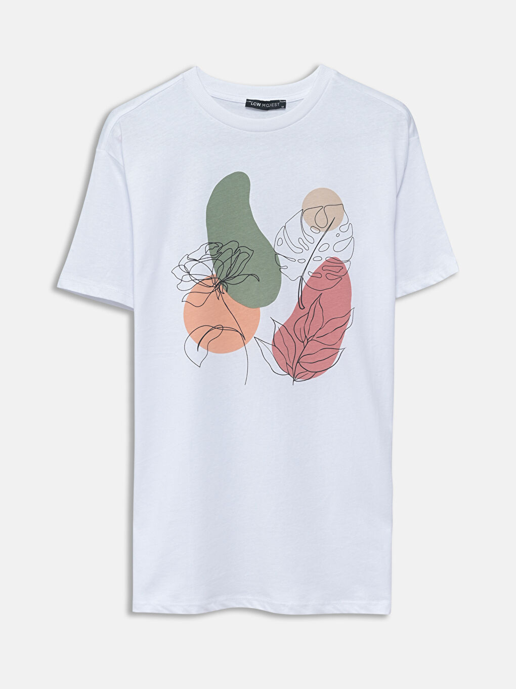 LCW Modest Rundhalsausschnitt Bedrucktes T-Shirt für Damen -S55175Z8-Q6K