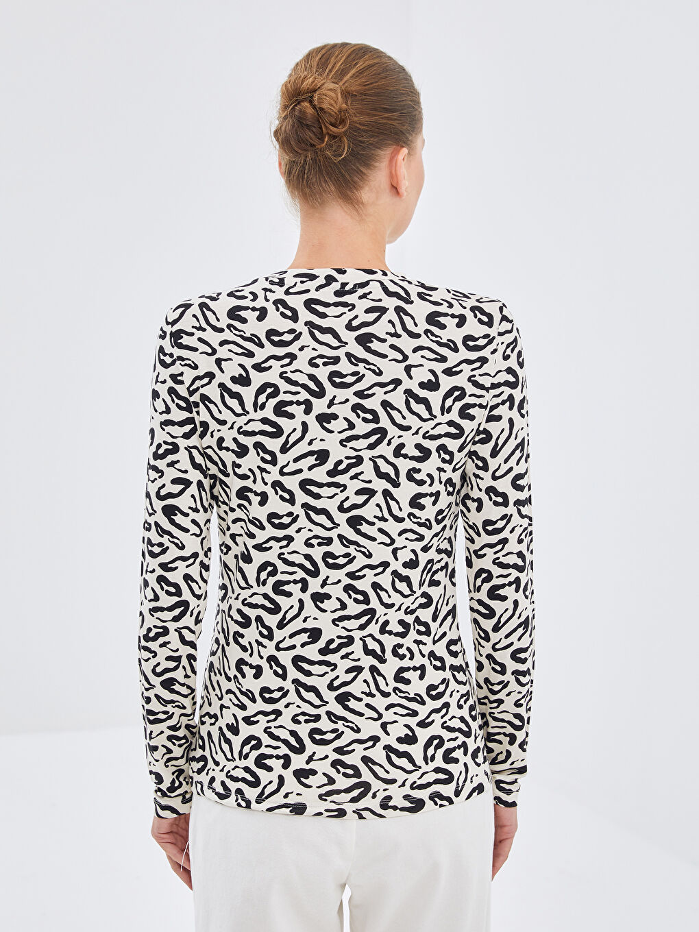 LCW Modest Bisiklet Yaka Leopar Desenli Kadın Body -S55177Z8-LQB
