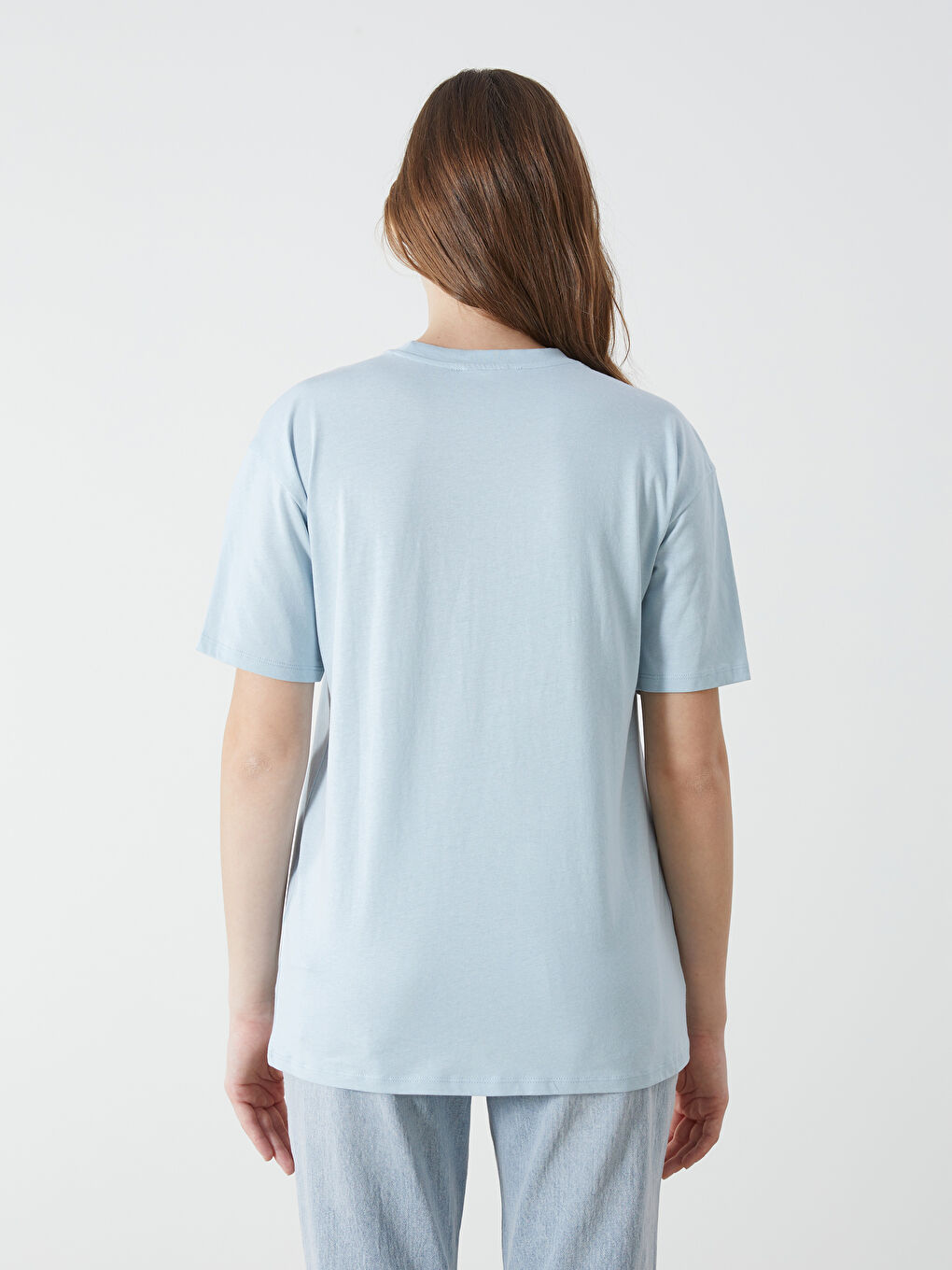 LCW Modest Bisiklet Yaka Lilo & Stitch Baskılı Kadın Tişört -S55183Z8-G2E