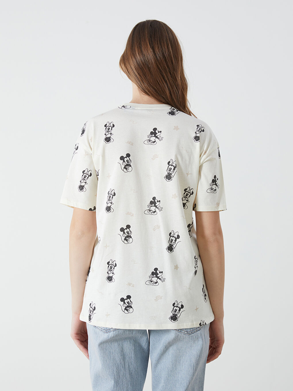 LCW Modest Mickey & Minnie Mouse Baskılı Kadın Tişört -S55184Z8-KXN