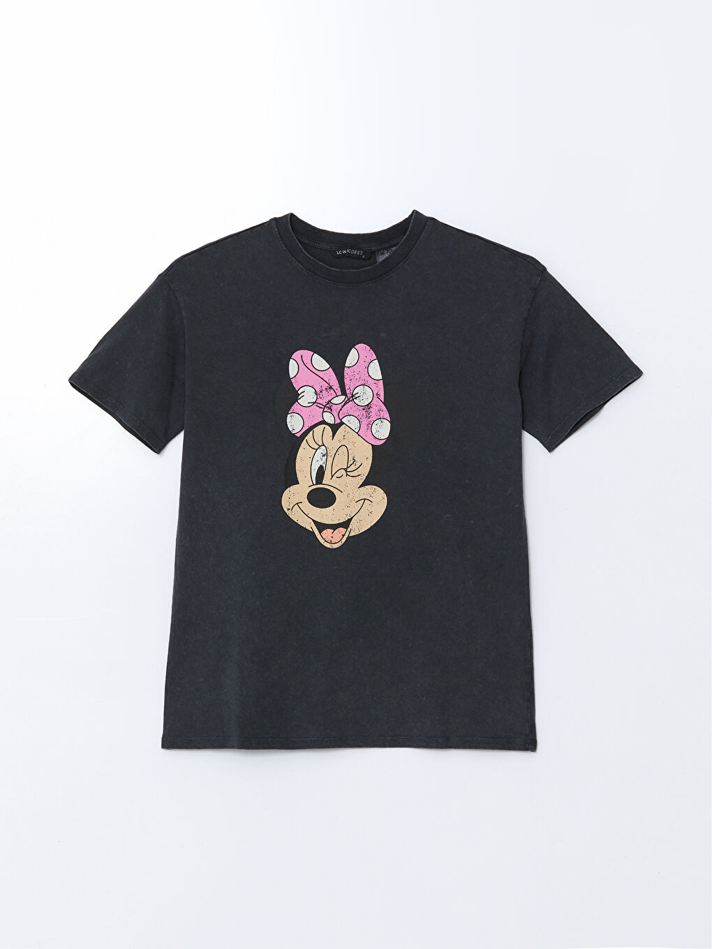 LCW Modest Bisiklet Yaka Minnie Mouse Baskılı Kadın Tişört -S55185Z8-H0W
