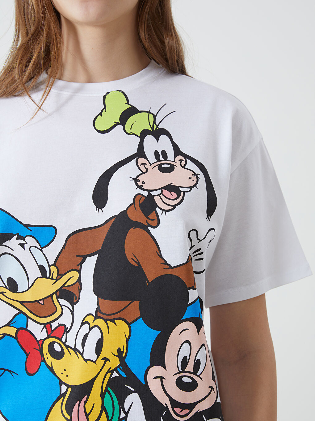 Crew Neck Mickey Mouse Printed Women's T-Shirt-2