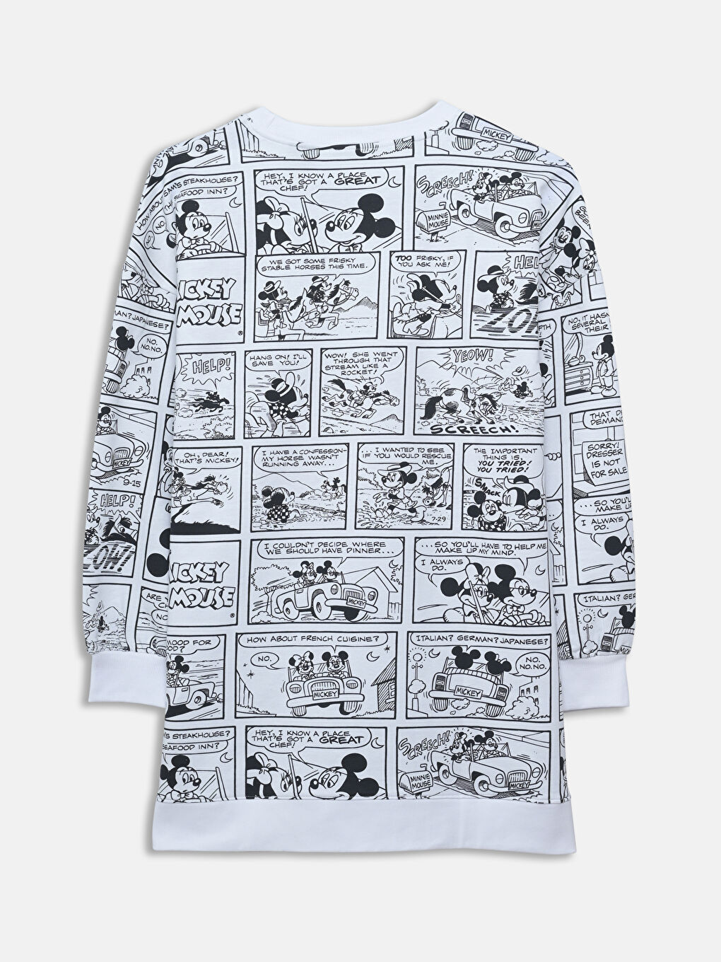 LCW Modest Bisiklet Yaka Mickey Mouse Baskılı Uzun Kollu Oversize Kadın Sweatshirt Tunik -S55188Z8-LQJ