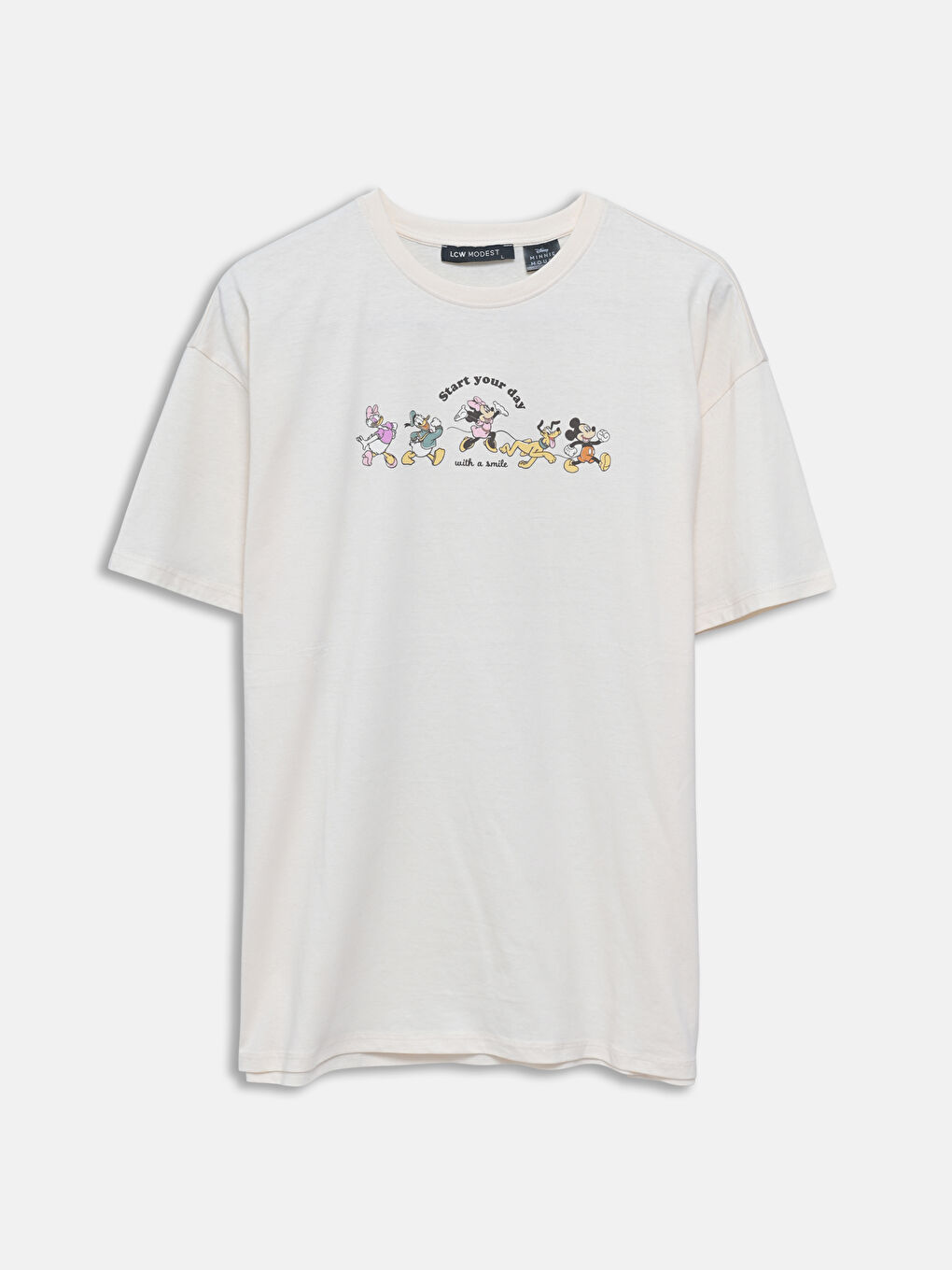 LCW Modest Rundhalsausschnitt Mickey Mouse Bedrucktes T-Shirt für Damen -S55190Z8-FRC
