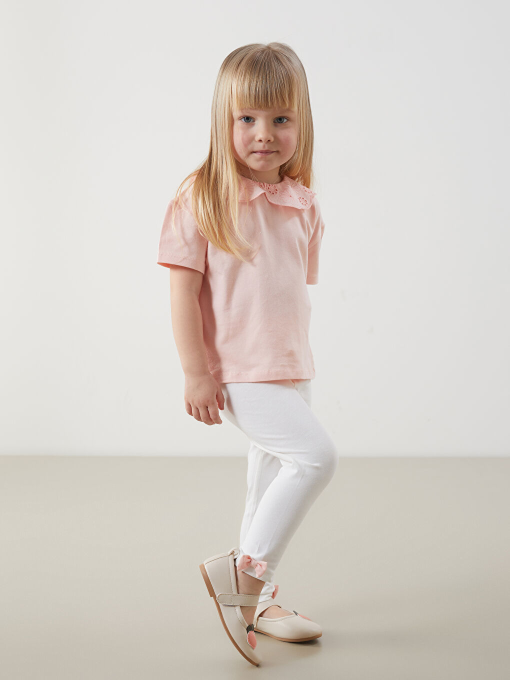 Peter Pan Collar Embroidered Girl Baby Blouse And Leggings Set (2 Pieces) -S55196Z1-VAW