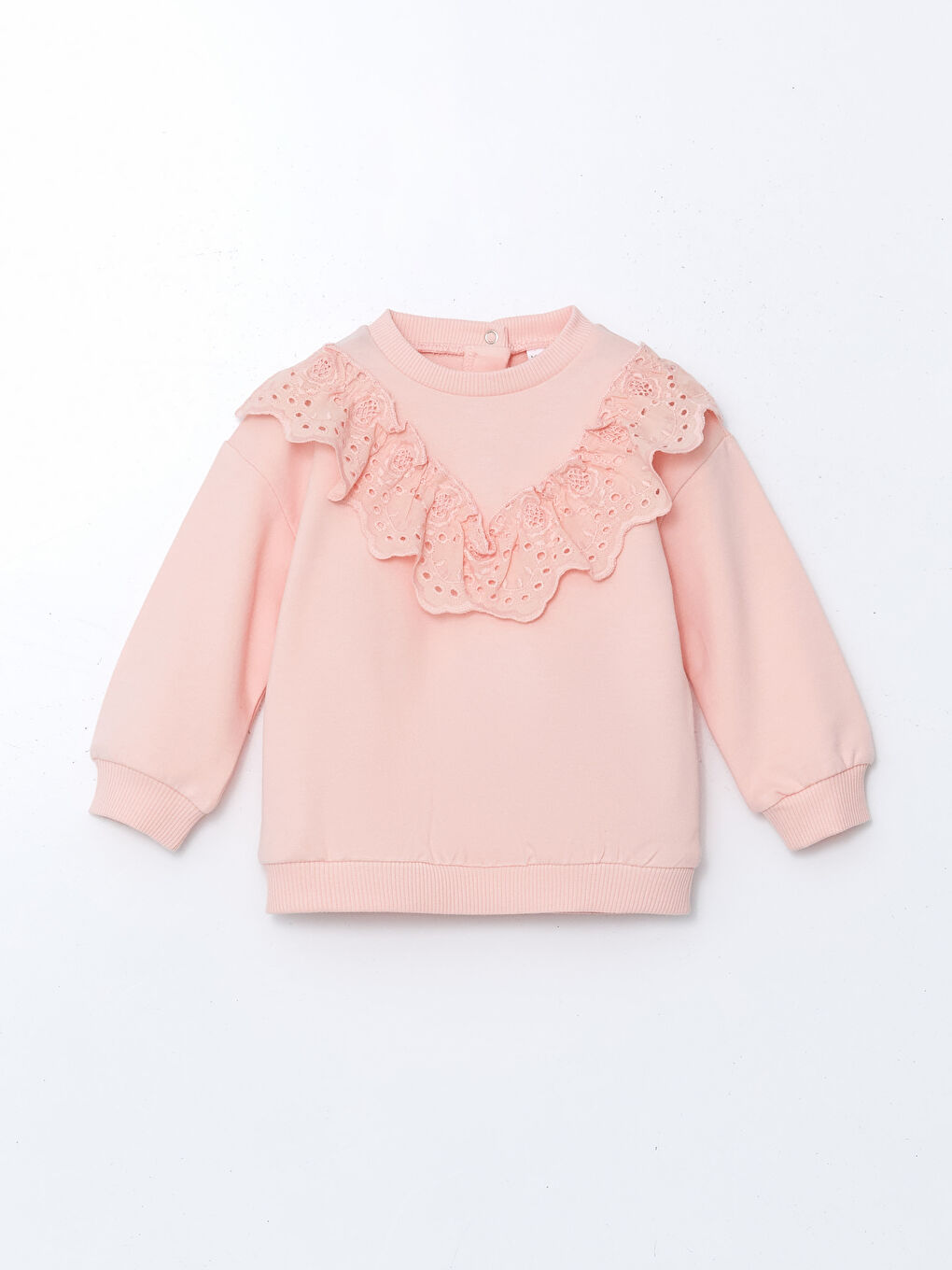 Pembe Bisiklet Yaka Nakışlı Kız Bebek Sweatshirt-2
