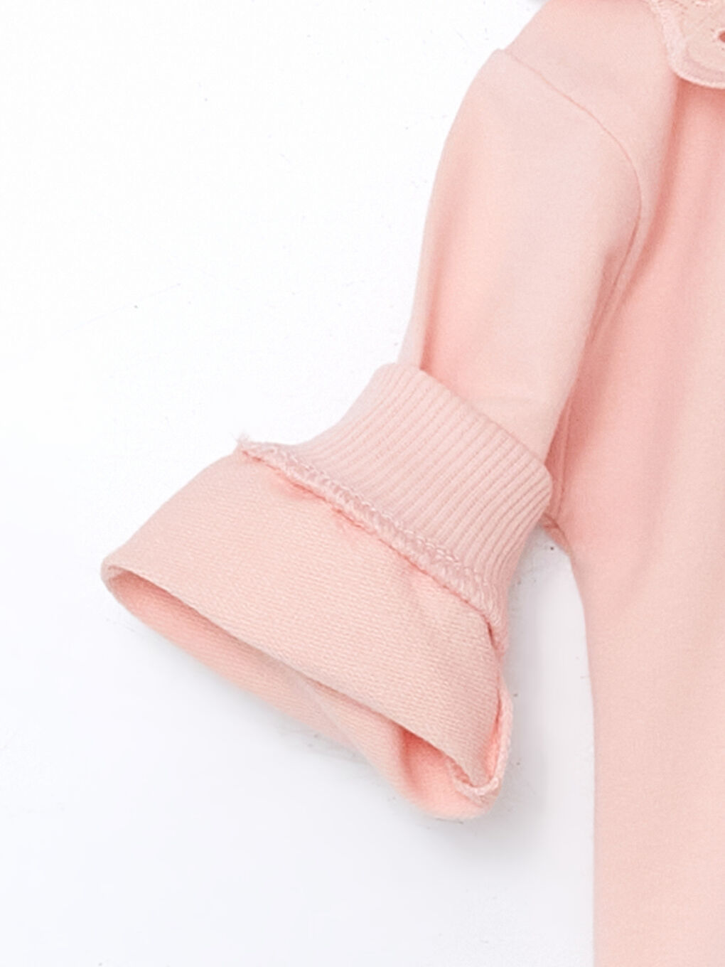 Pembe Bisiklet Yaka Nakışlı Kız Bebek Sweatshirt-3