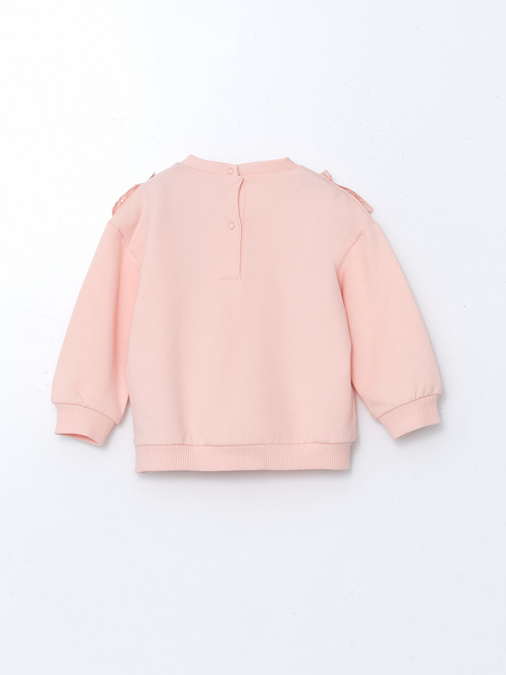 Pembe Bisiklet Yaka Nakışlı Kız Bebek Sweatshirt-4
