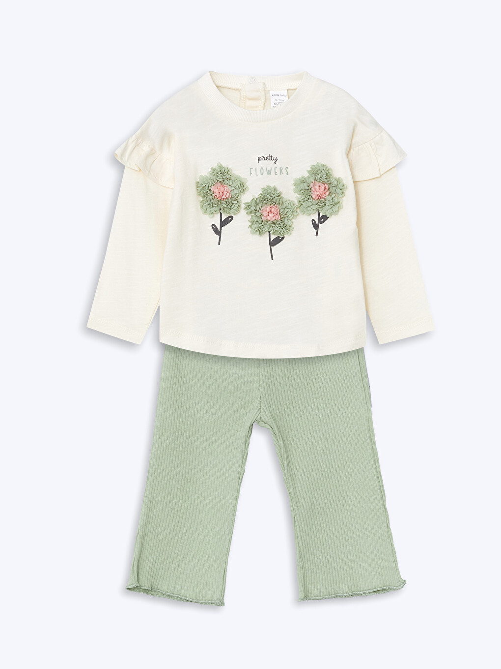 Yeşil Beli Lastikli Basic Kız Bebek Tayt Pantolon
