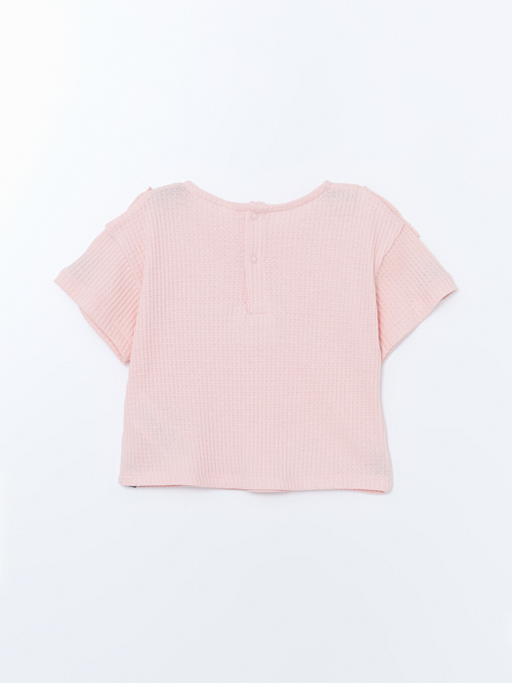 Pembe Bisiklet Yaka Fırfırlı Kız Bebek Tişört-1