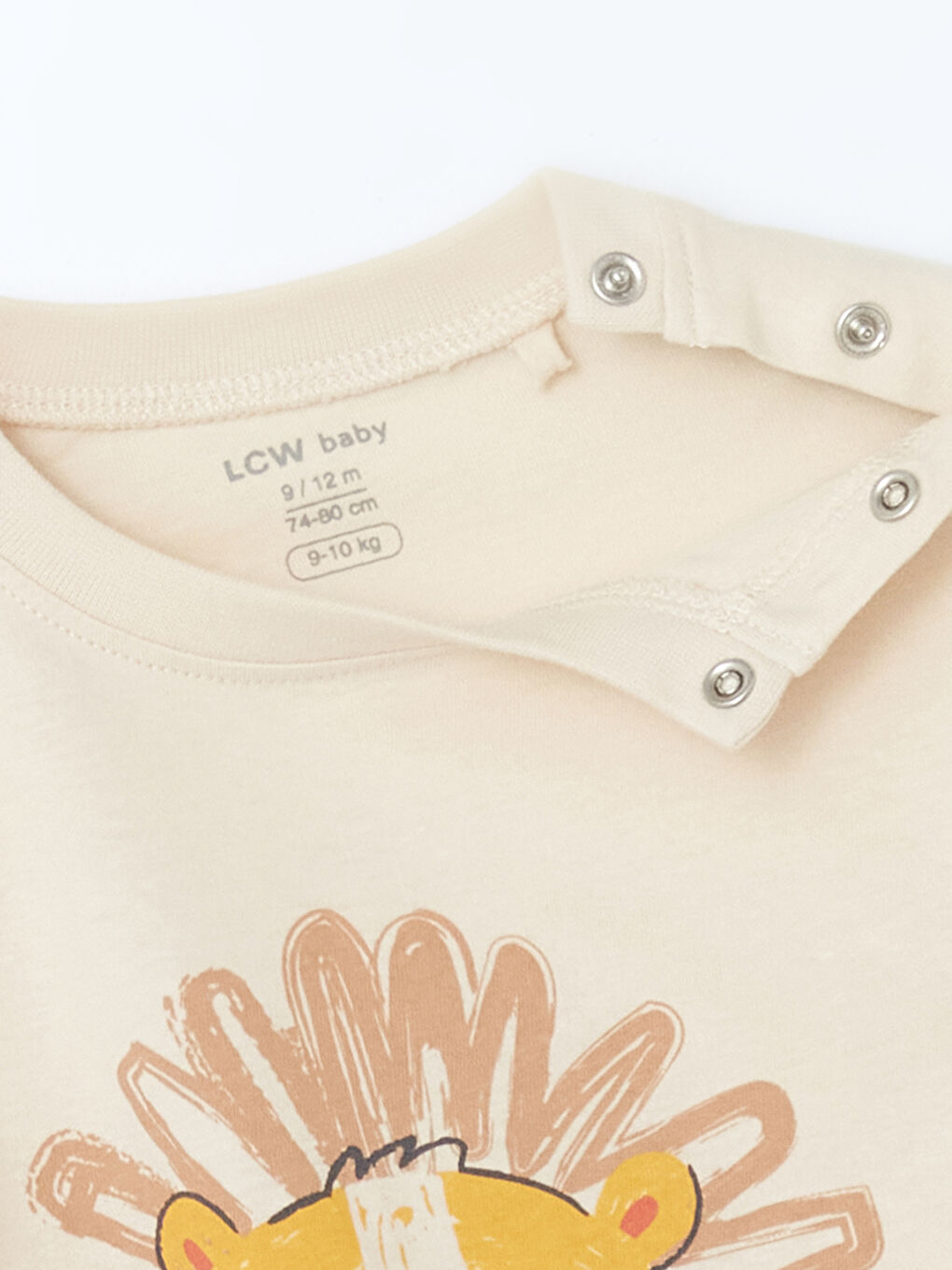 Bej Bisiklet Yaka Baskılı Erkek Bebek Tişört-2