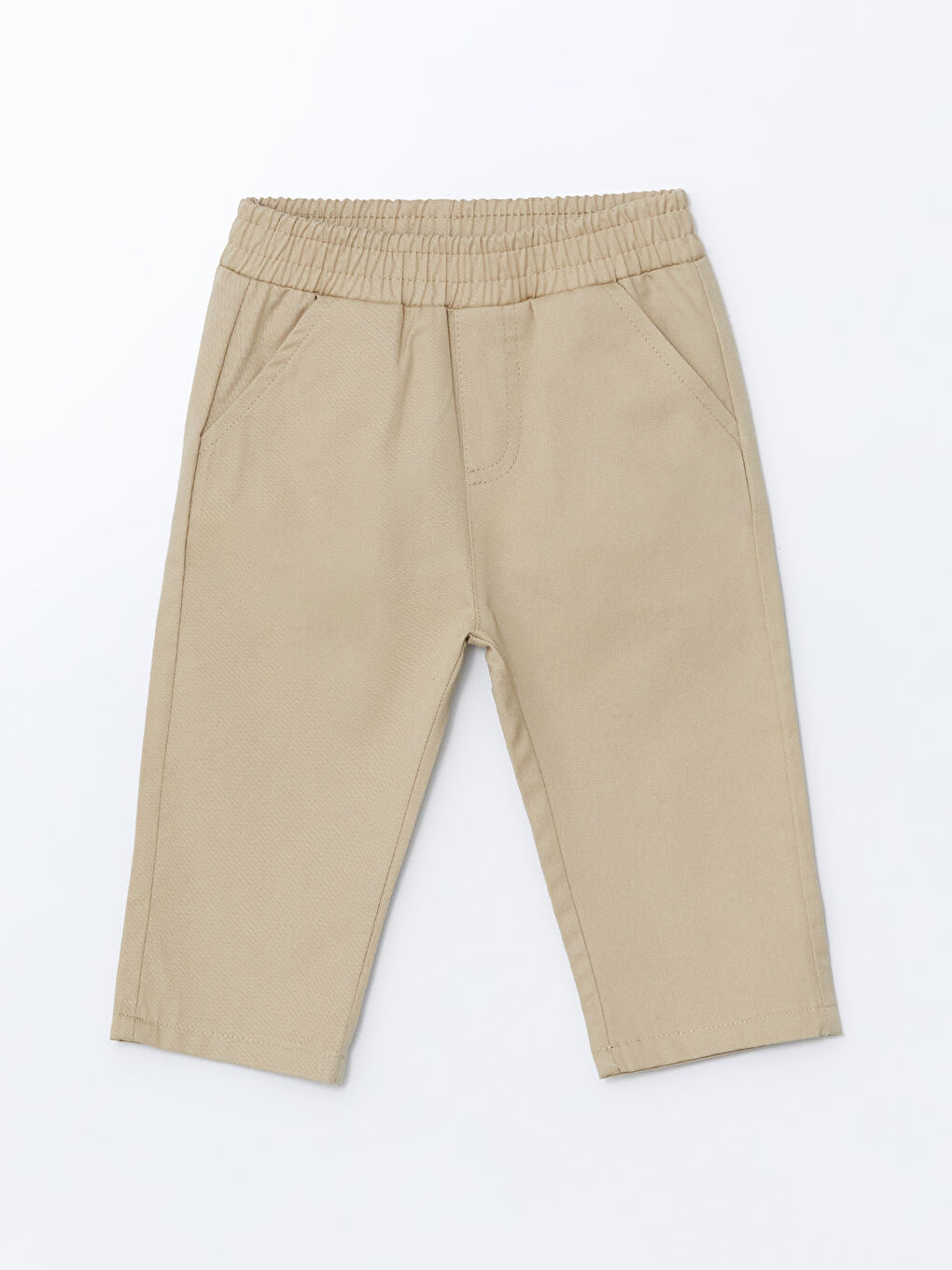 Bej Beli Lastikli Gabardin Erkek Bebek Pantolon