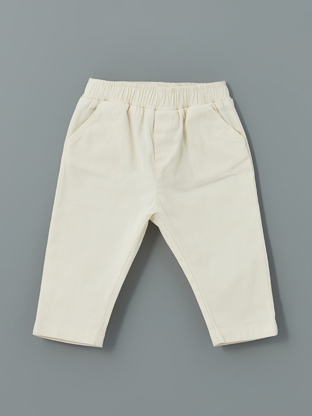 Ekru Beli Lastikli Erkek Bebek Pantolon
