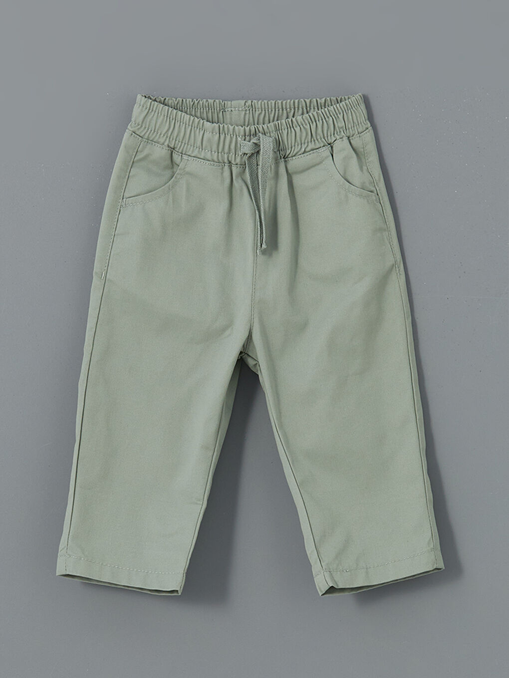 Yeşil Beli Lastikli Erkek Bebek Gabardin Pantolon