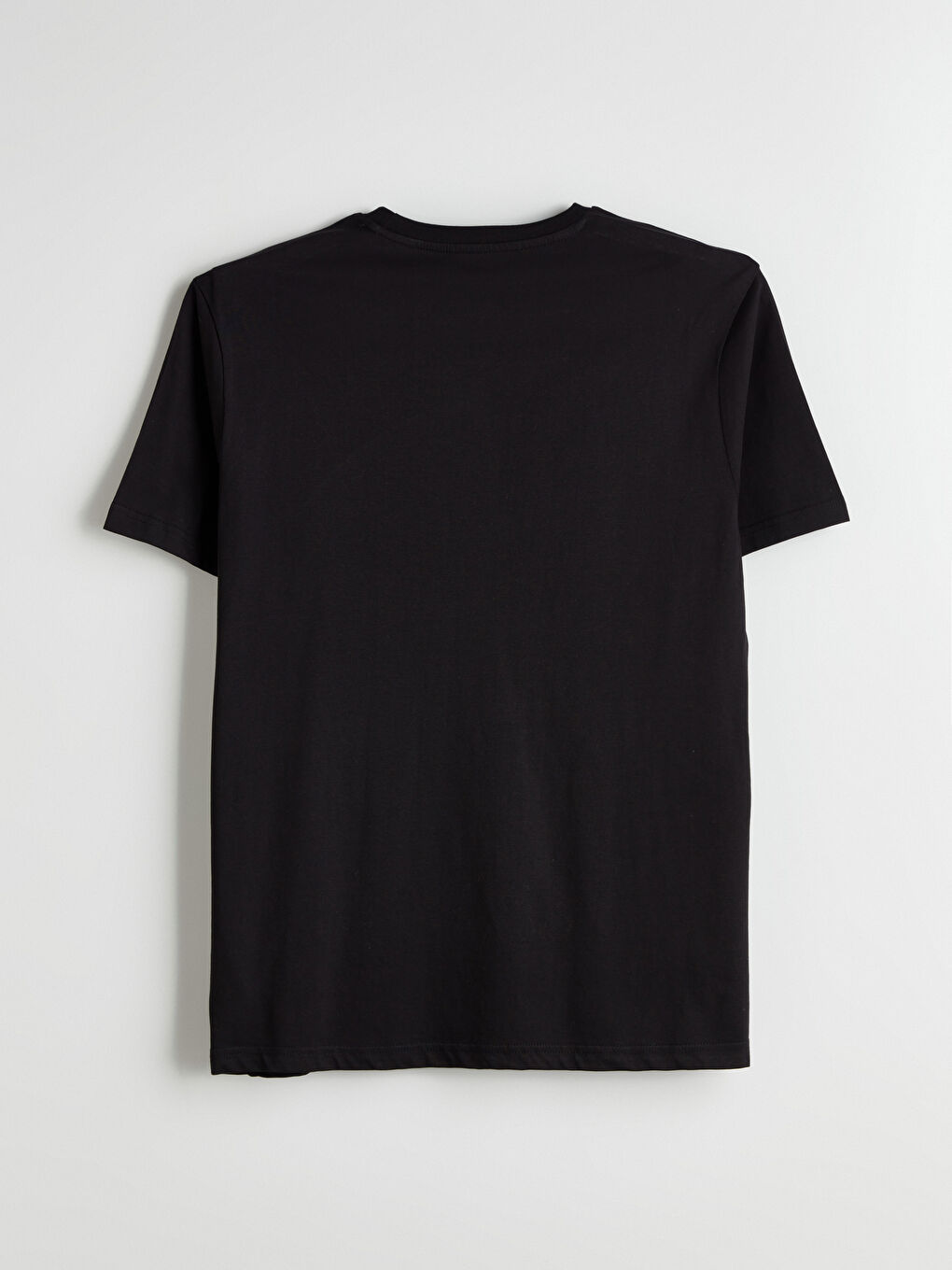 Siyah Bisiklet Yaka Baskılı Penye Erkek Tişört-5