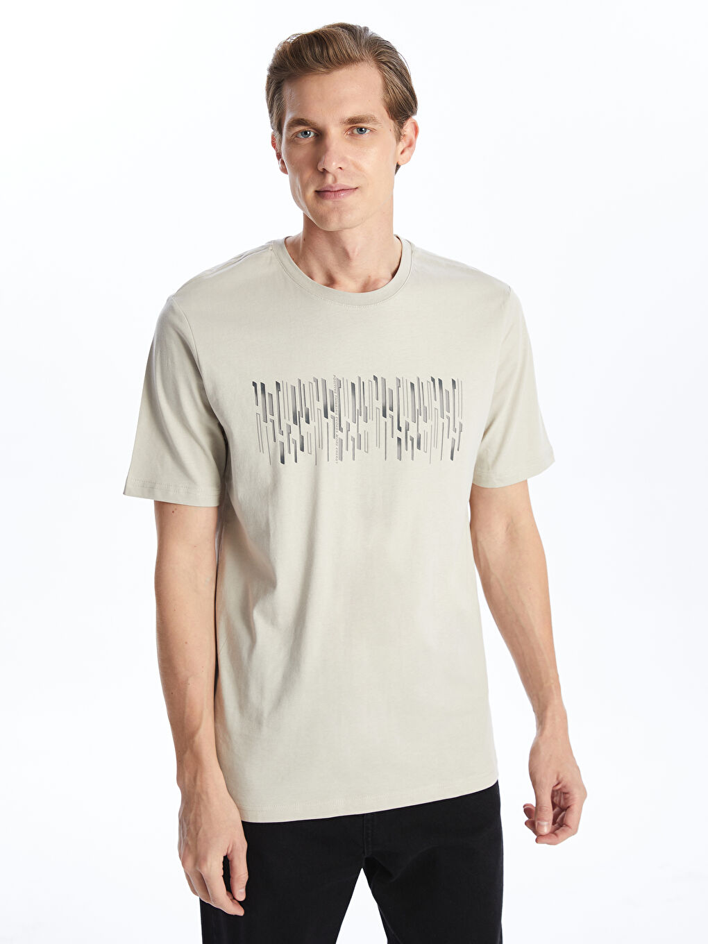 Crew Neck Short Sleeve Printed Combed Cotton Men's T-shirt -S55472Z8-SZT