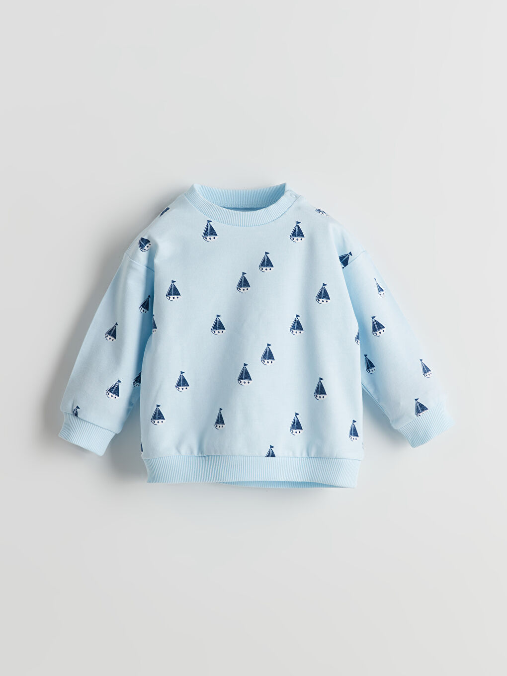 Mavi Bisiklet Yaka Baskılı Erkek Bebek Sweatshirt