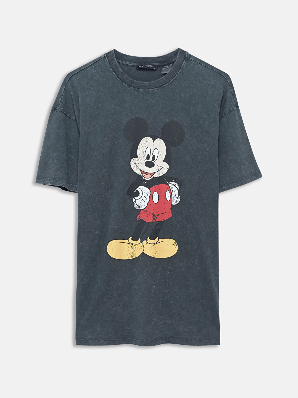 LCW Modest Bisiklet Yaka Mickey Mouse Baskılı Kadın Tişört -S55506Z8-H0W