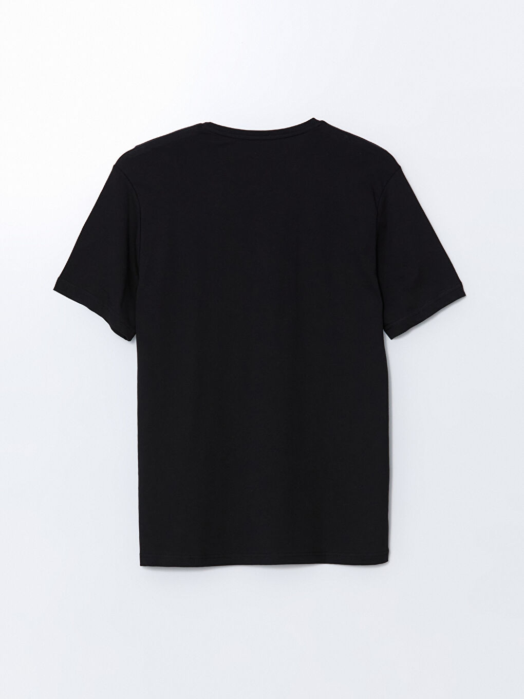 Siyah Bisiklet Yaka Kısa Kollu Erkek Pijama Üst-1