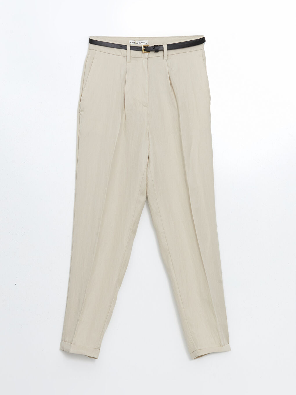 Belted Linen-Look Women's Trousers -S55568Z8-FGB