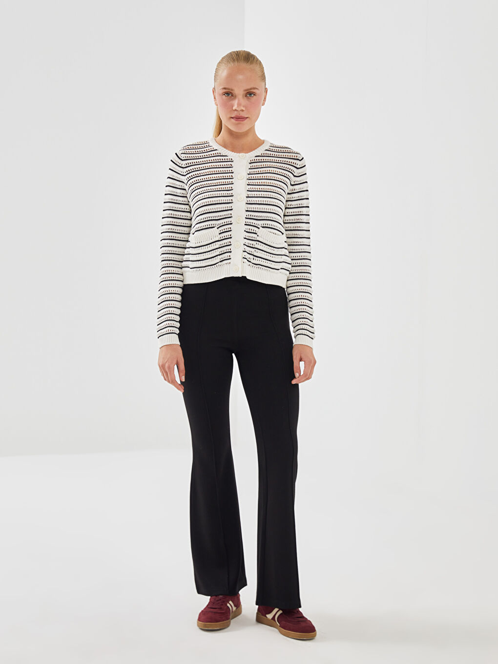 Crew Neck Women's Knitwear Cardigan -S55605Z8-R9J