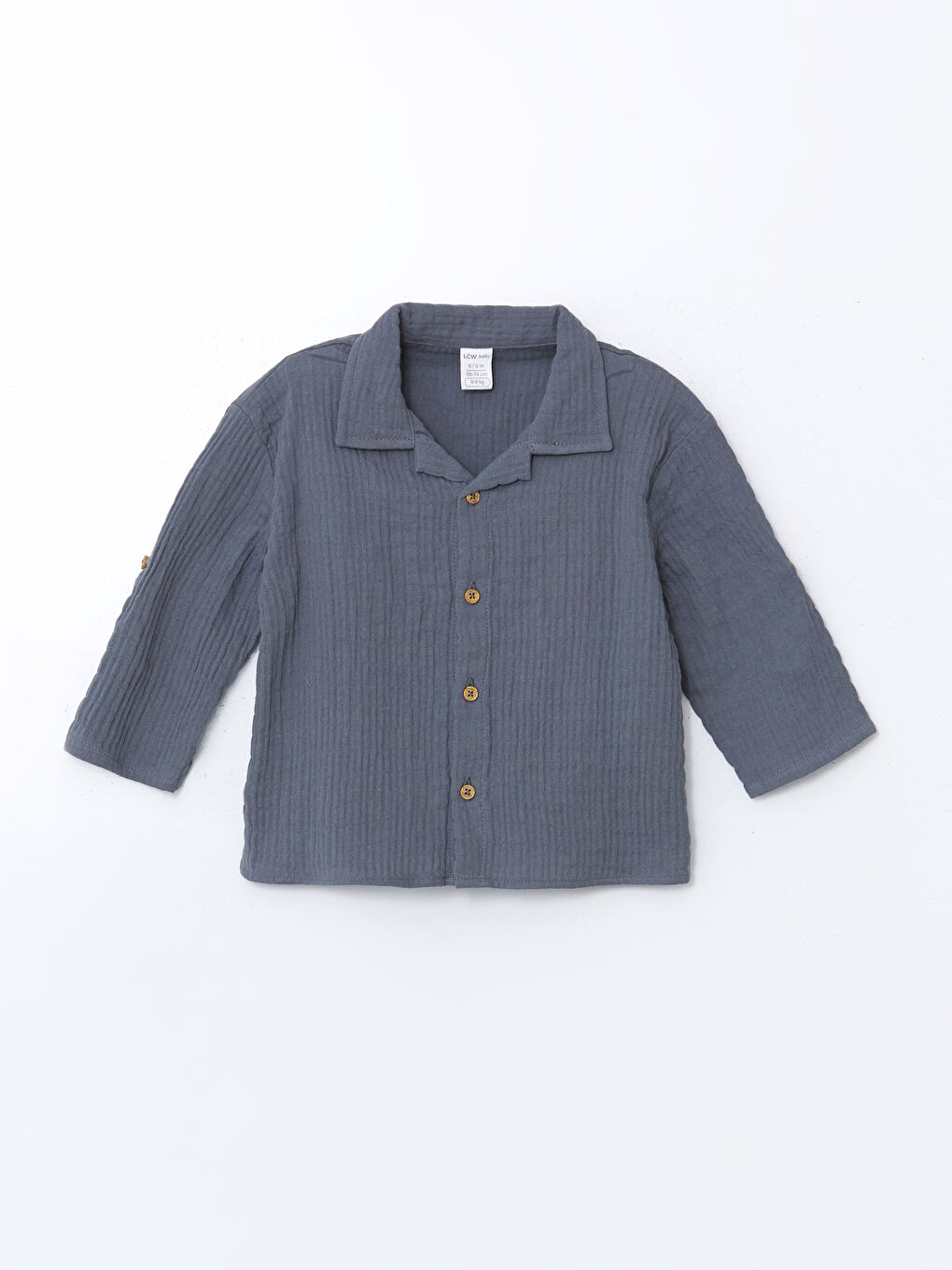 Gri Pamuklu Basic Erkek Bebek Gömlek