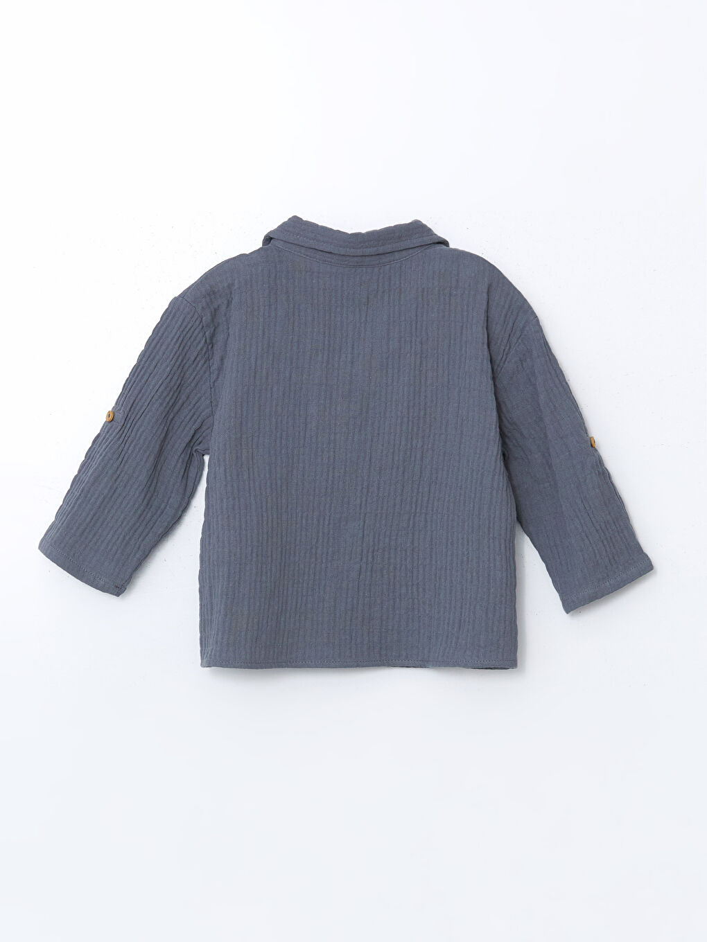 Gri Pamuklu Basic Erkek Bebek Gömlek-1