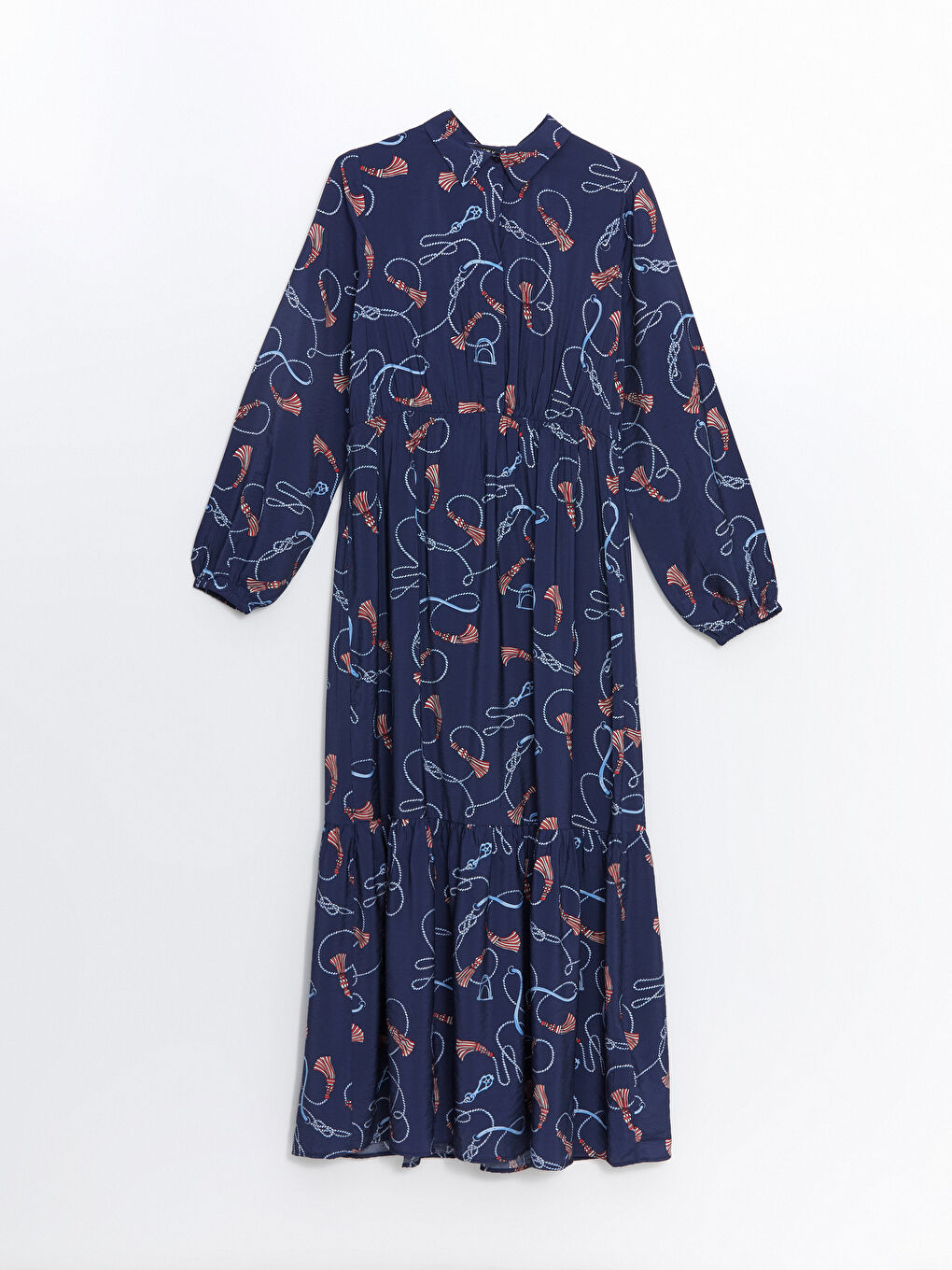 Collared Neck Patterned Women's Dress-4