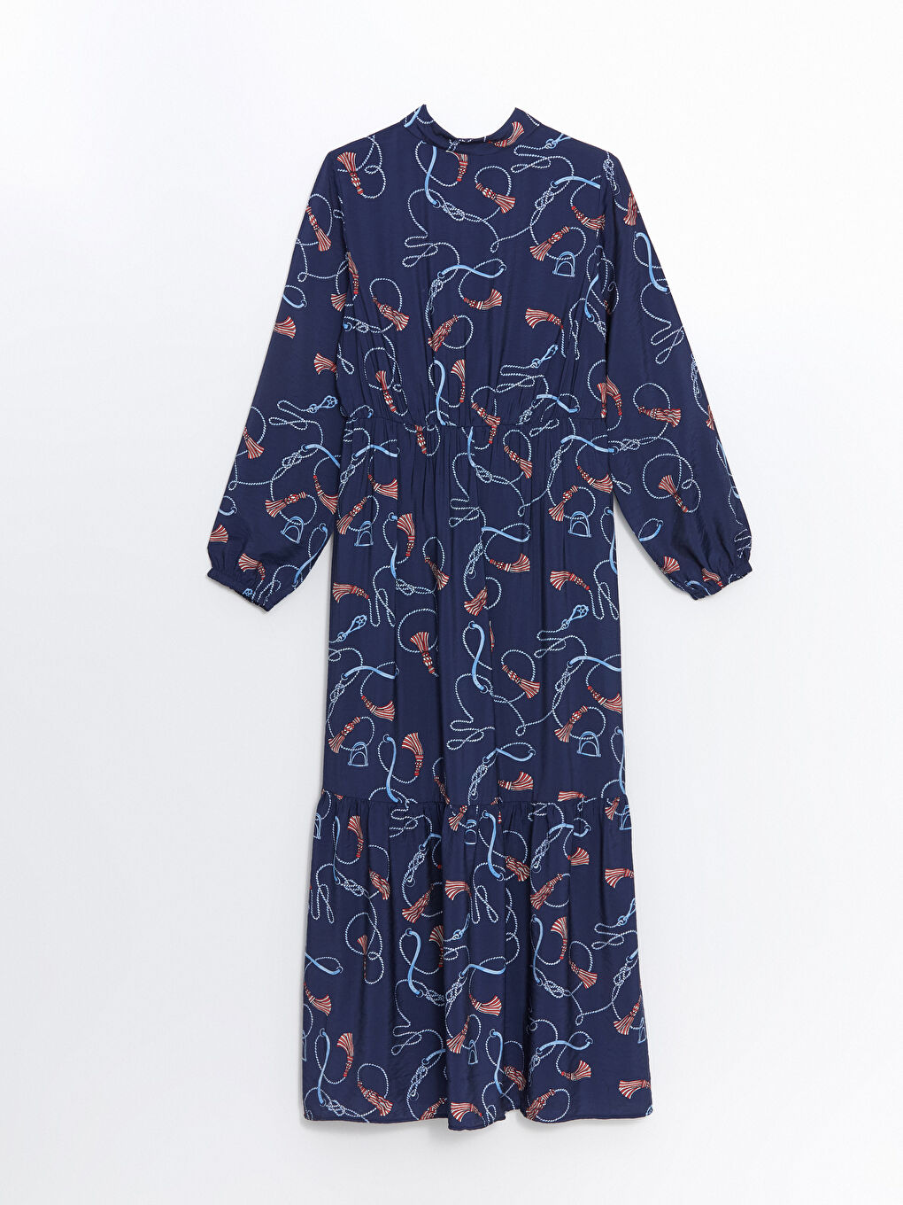 Collared Neck Patterned Women's Dress-5