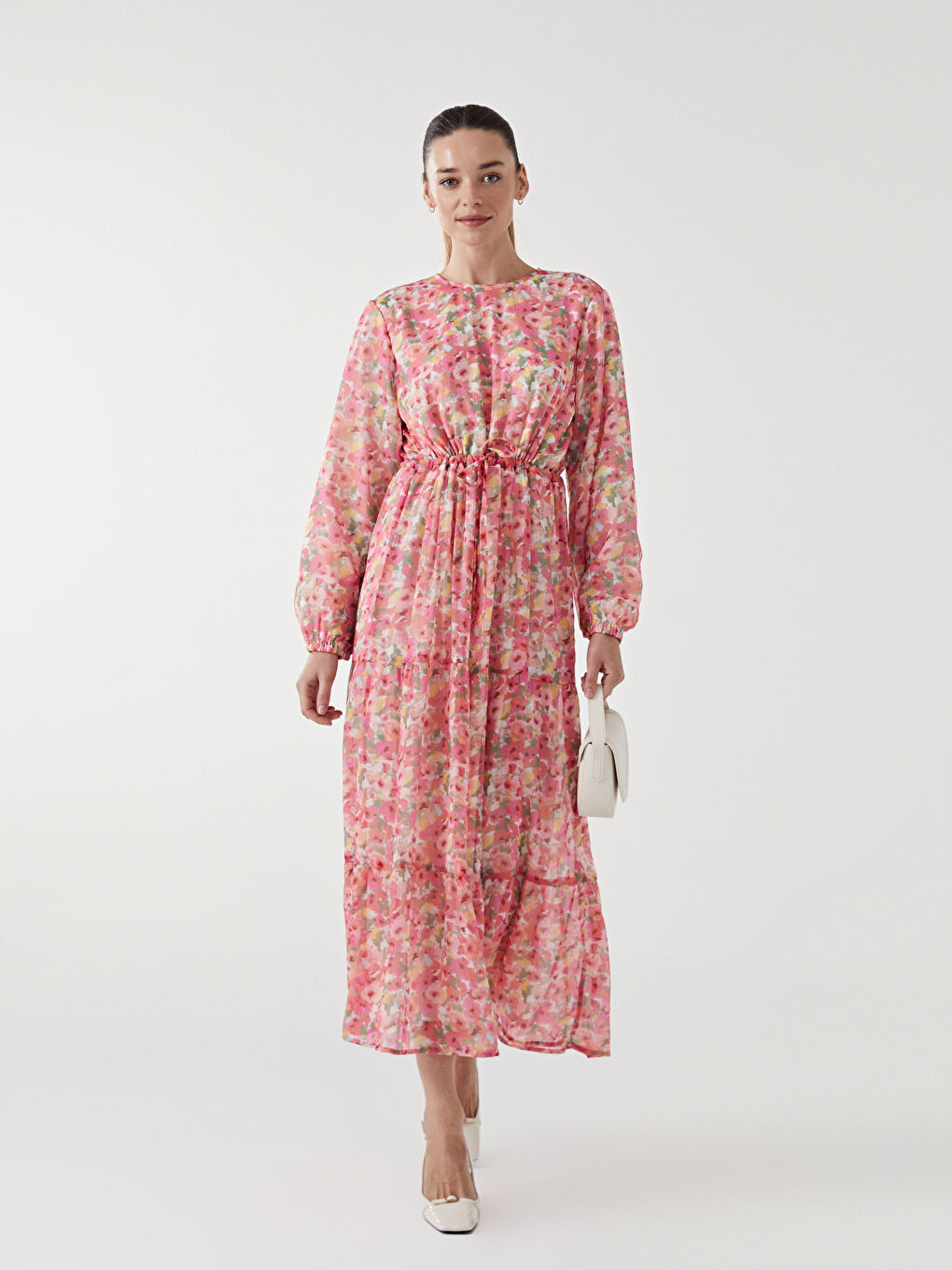 Rochie Florală cu Guler Rotund pentru Femei