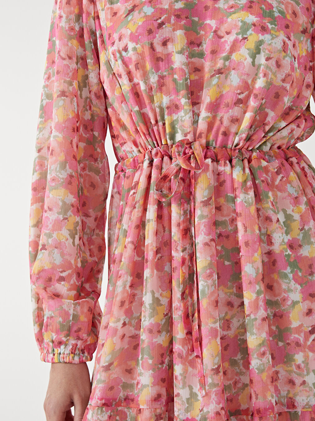 Rochie Florală cu Guler Rotund pentru Femei-2