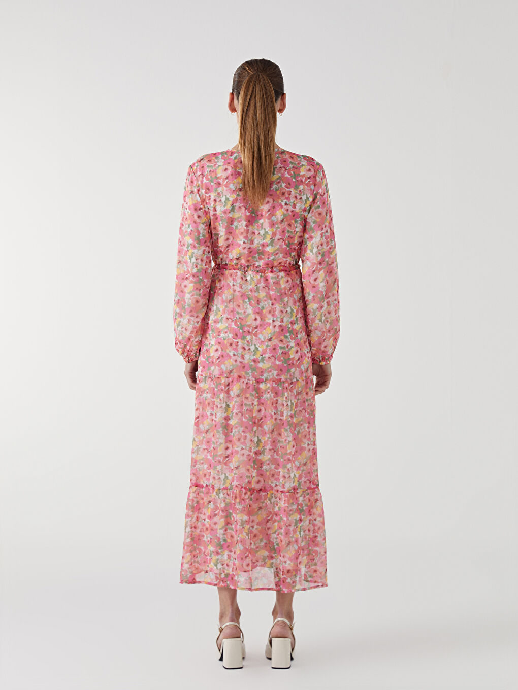 Rochie Florală cu Guler Rotund pentru Femei-3