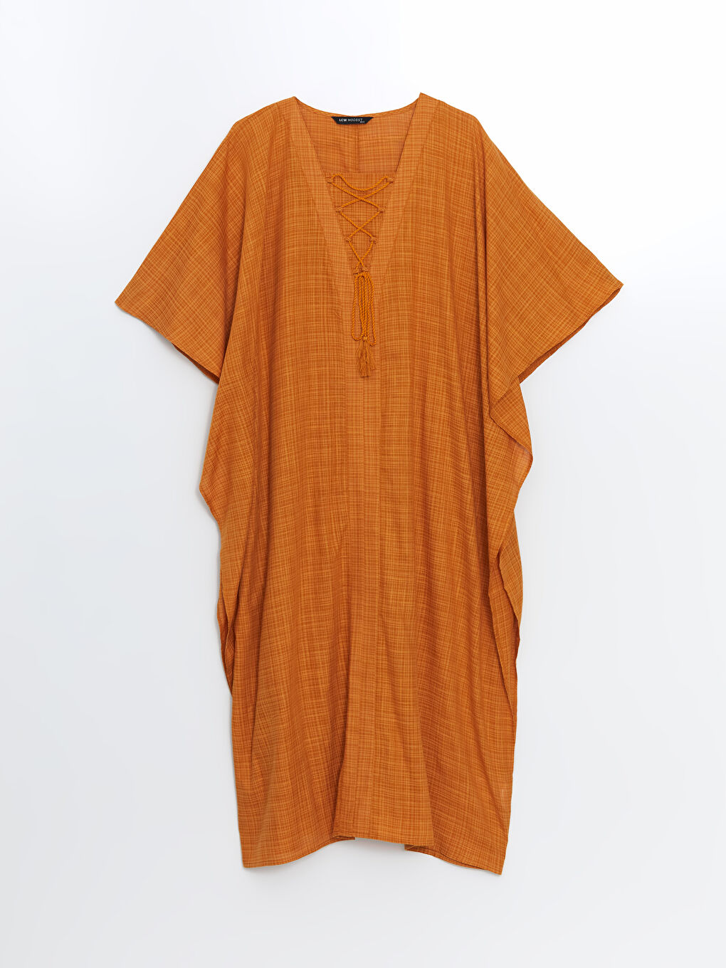 Robe pour Femmes à Col Carré Écossais Aspect Lin-4