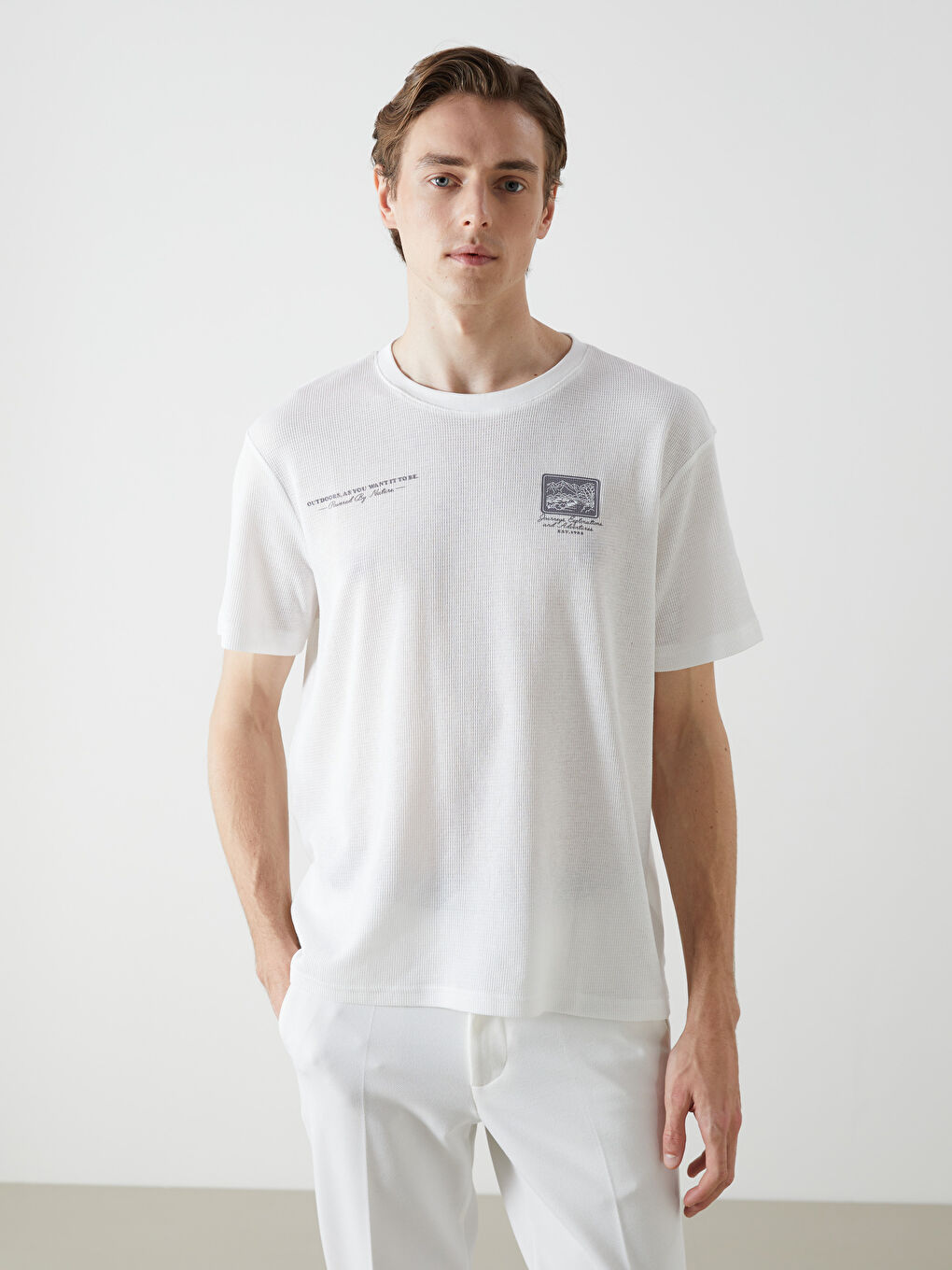 Crew Neck Short Sleeve Printed Men's T-Shirt -S55654Z8-R9J