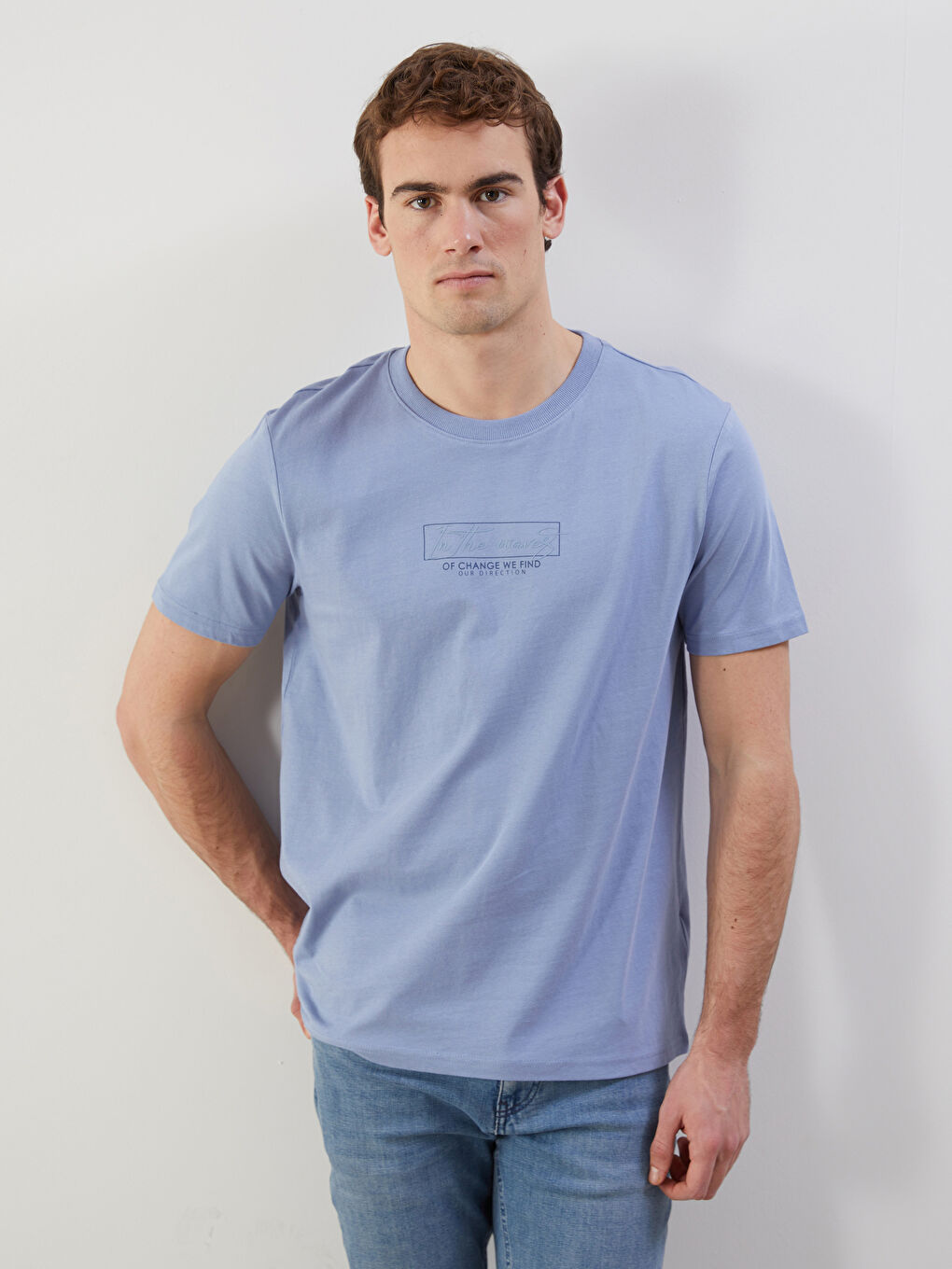 Crew Neck Printed Jersey Men's T-Shirt -S55658Z8-YPB