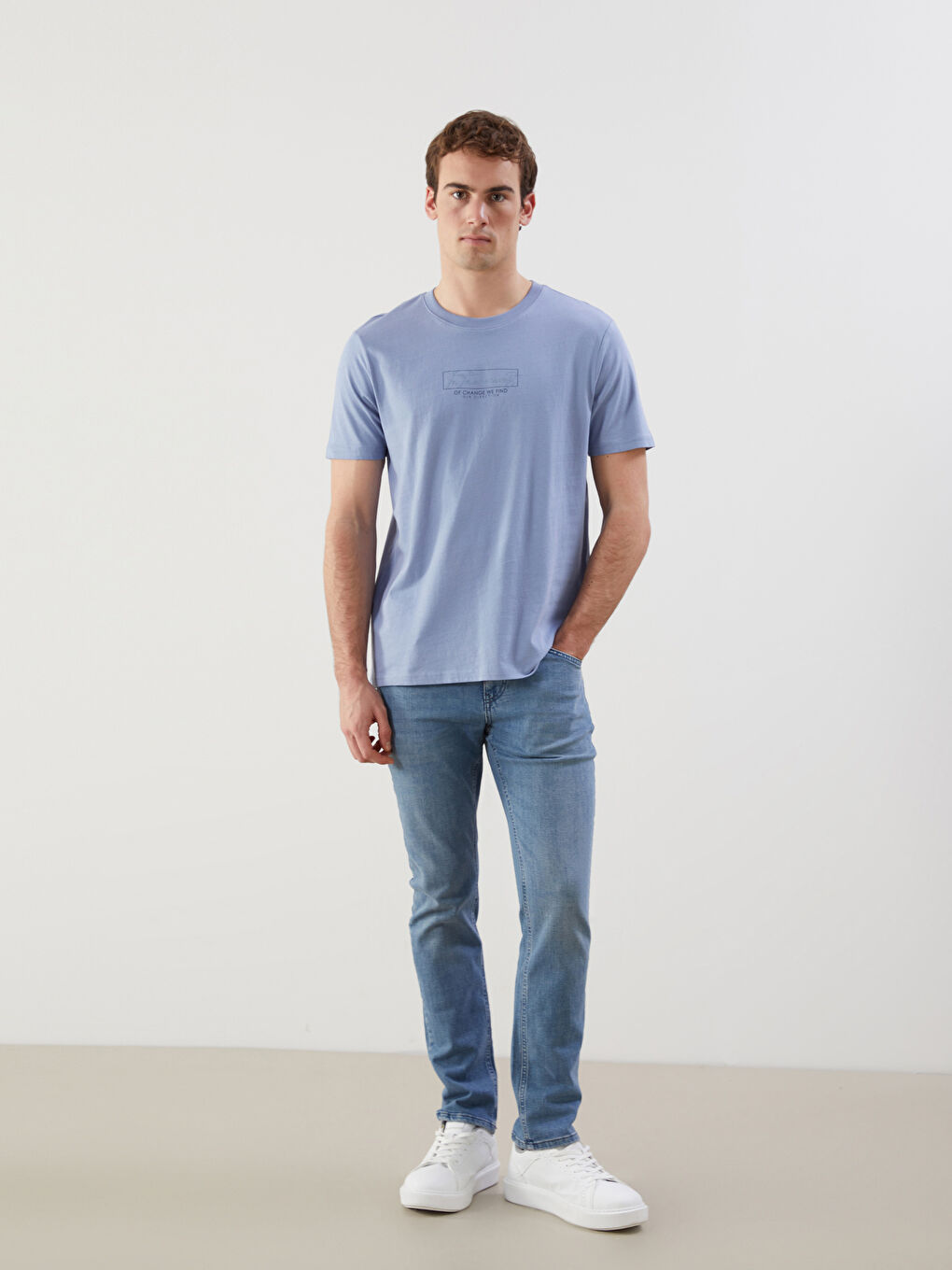 Crew Neck Printed Jersey Men's T-Shirt -S55658Z8-YPB