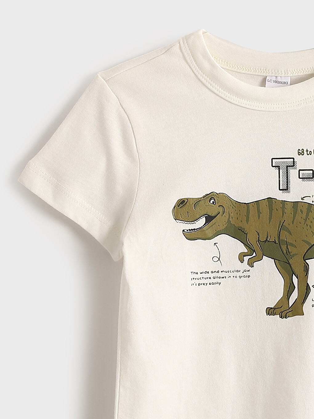 T-shirt Për Djem Me Dinosaur Të Stampuar, Me Jakë Të Rrumbullakët-2