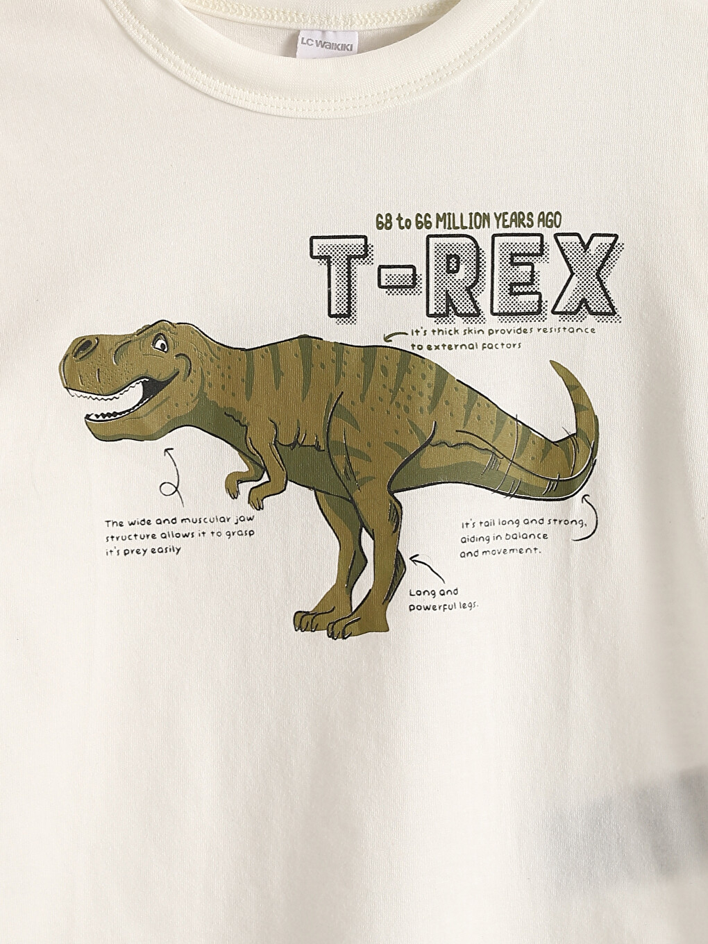 T-shirt Për Djem Me Dinosaur Të Stampuar, Me Jakë Të Rrumbullakët-3