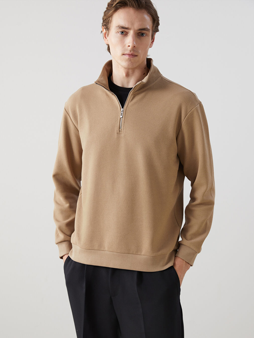 Turtle Neck Long Sleeve Men's Sweatshirt -S55675Z8-JUG