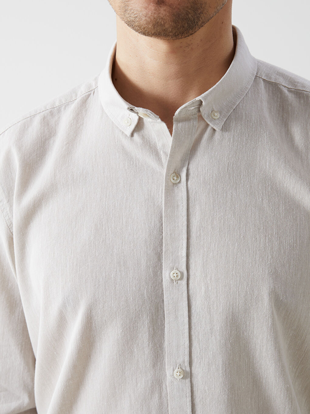 Regular Fit Long Sleeve Linen Blend Men's Shirt-2