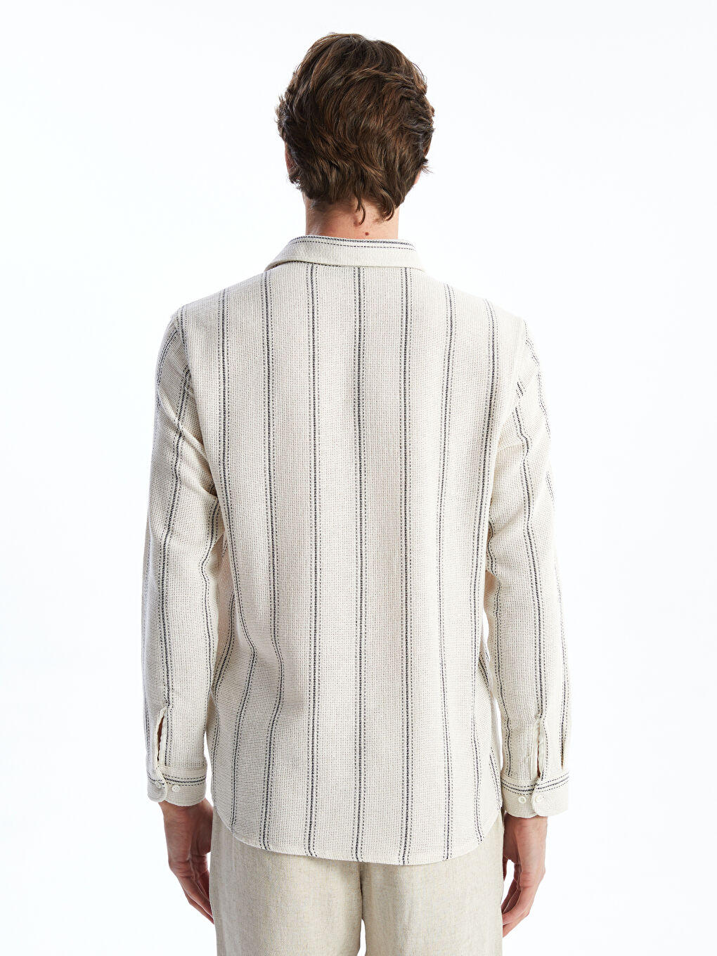 Regular Fit Long Sleeve Striped Men's Shirt -S55714Z8-LFC