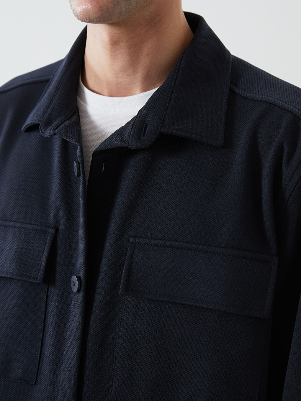 LCW Vision Lacivert Regular Fit Uzun Kollu Erkek Gömlek Ceket - 2
