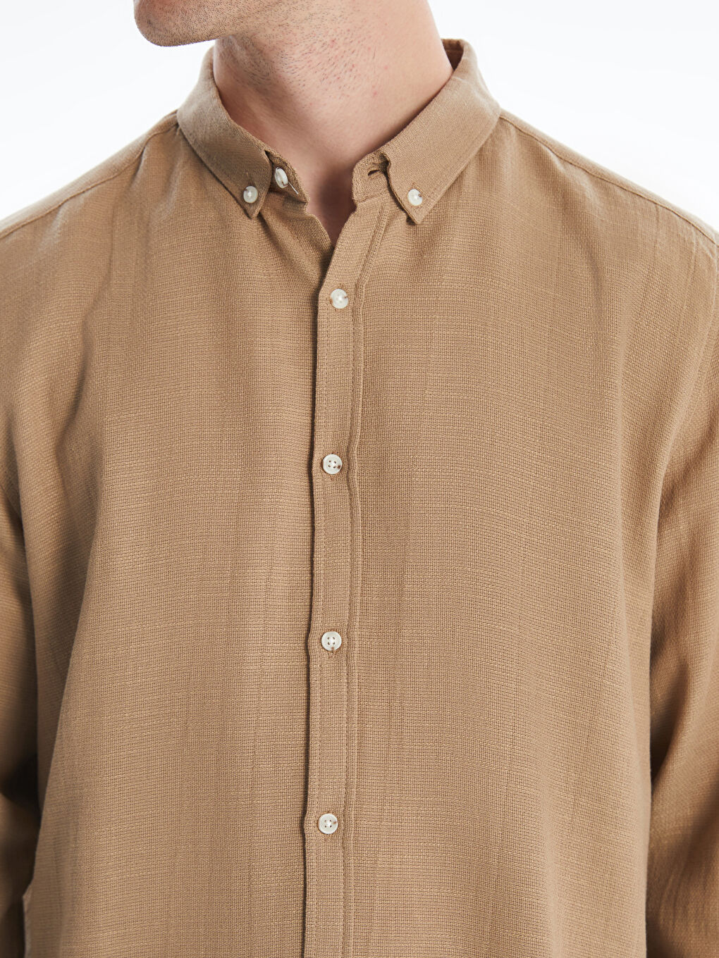 Slim Fit Long Sleeve Dobby Men's Shirt -S55717Z8-GVL