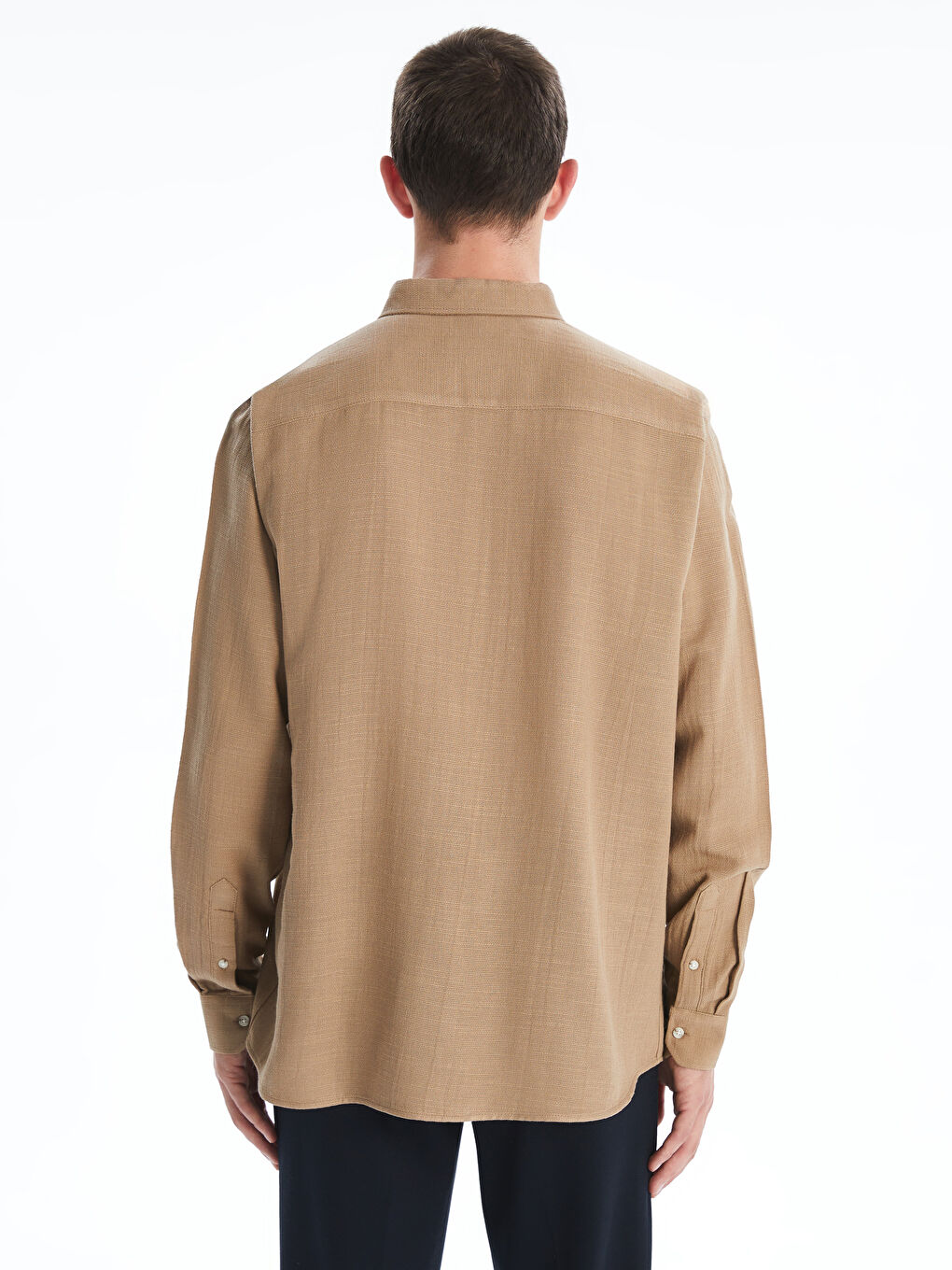 Slim Fit Long Sleeve Dobby Men's Shirt -S55717Z8-GVL
